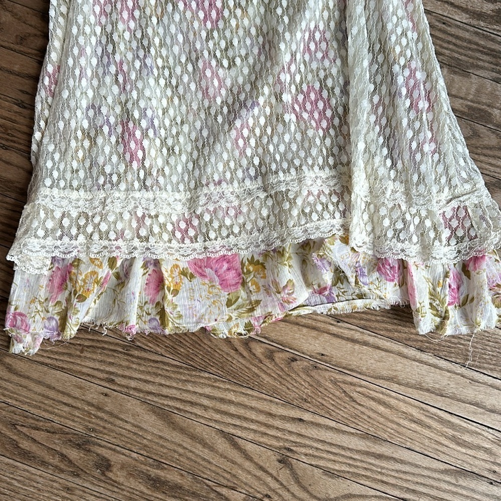 FREE PEOPLE Intimately Free Point D'esprit Cami Babydoll Lace Floral Tank XS EUC - Picture 3 of 5